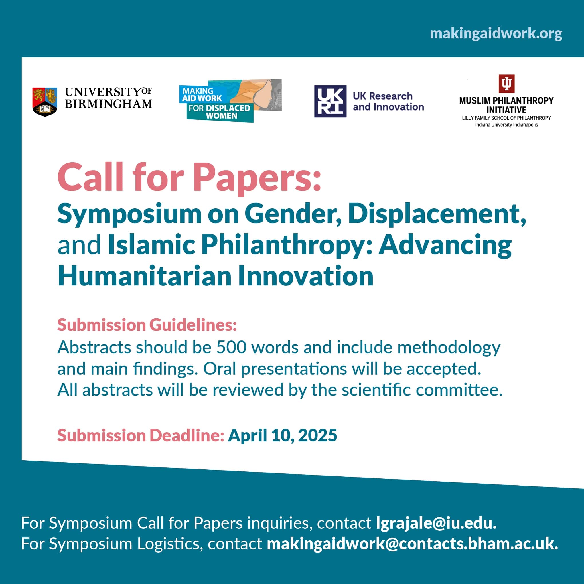 Symposium: Gender, Displacement, and Islamic Philanthropy: Advancing Humanitarian Innovation
