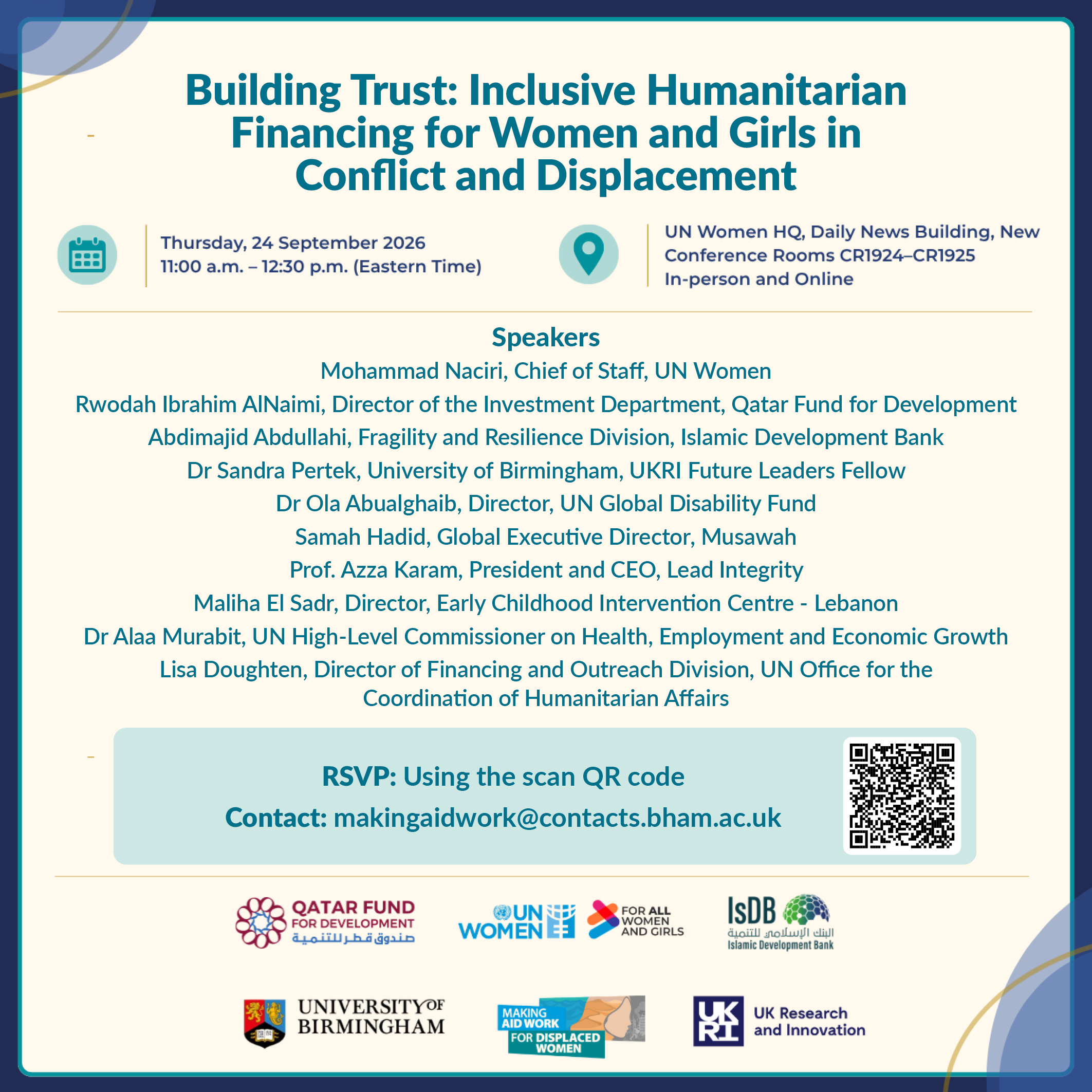 Save the Date: Inclusive Humanitarian Financing for Women and Girls
